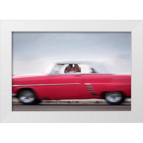 Thru The Window - Havana-Cuba White Modern Wood Framed Art Print by Mirica, Dan