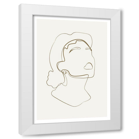Abstract Face Line Art White Modern Wood Framed Art Print by NKTN