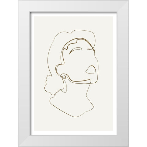Abstract Face Line Art White Modern Wood Framed Art Print by NKTN