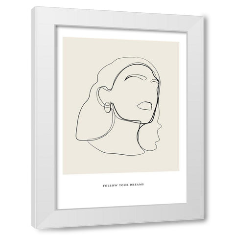 Minimalist Line Art White Modern Wood Framed Art Print by NKTN
