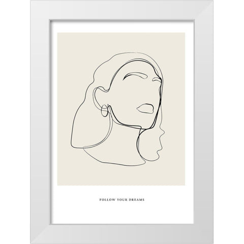 Minimalist Line Art White Modern Wood Framed Art Print by NKTN