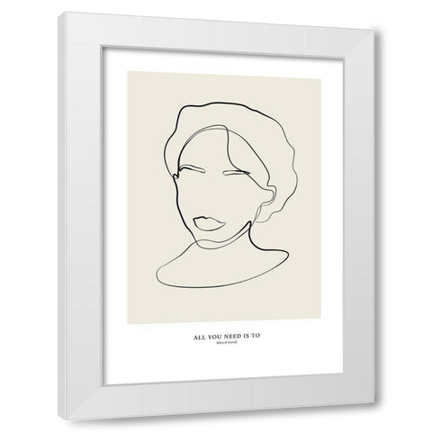Modern female line art White Modern Wood Framed Art Print by NKTN