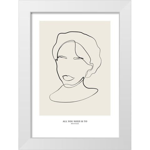 Modern female line art White Modern Wood Framed Art Print by NKTN