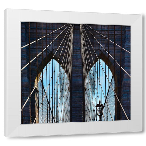 Brooklyn Bridge New York White Modern Wood Framed Art Print by Orbach, Arnon