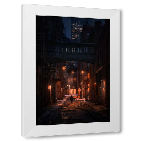 Under The Skybridge White Modern Wood Framed Art Print by De La, Javier