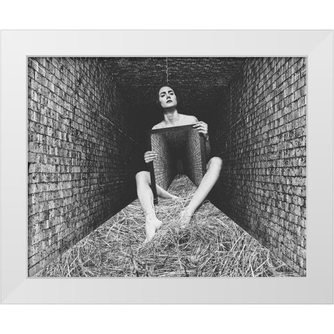 Claustrophobia White Modern Wood Framed Art Print by Bousca, Bogdan