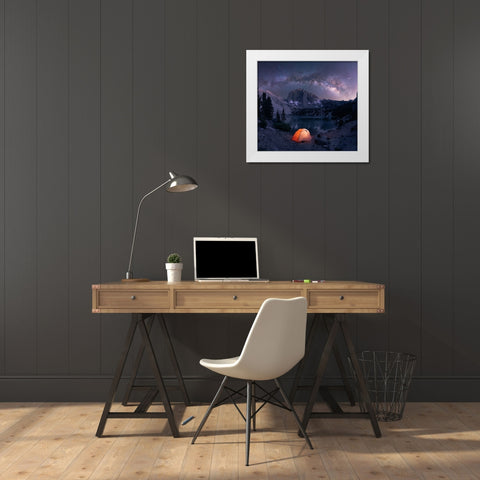 A Starry Night White Modern Wood Framed Art Print by De, Pritam