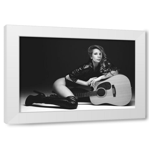 Guitar White Modern Wood Framed Art Print by Markachev, Leonid