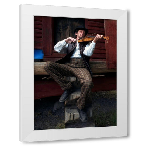 The Musician White Modern Wood Framed Art Print by Al Thahaby, Karim