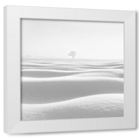 Wave White Modern Wood Framed Art Print by Nodeh, Mostafa