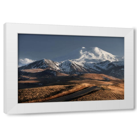 Mountain road White Modern Wood Framed Art Print by Anton, Rostovskiy