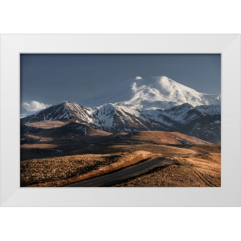 Mountain road White Modern Wood Framed Art Print by Anton, Rostovskiy