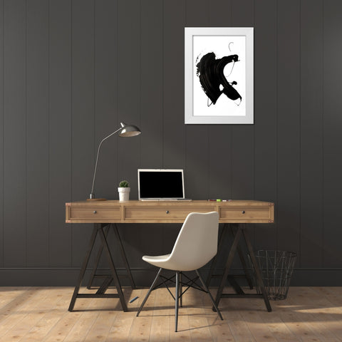 Black abstract Stroke White Modern Wood Framed Art Print by Sawall, Anastasia