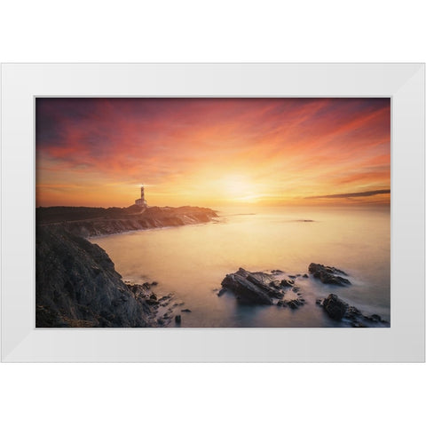 Favaritx sunrise 7R20215 White Modern Wood Framed Art Print by Joanaduenas