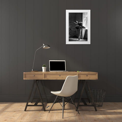 Elina White Modern Wood Framed Art Print by Kapsha, Eduards