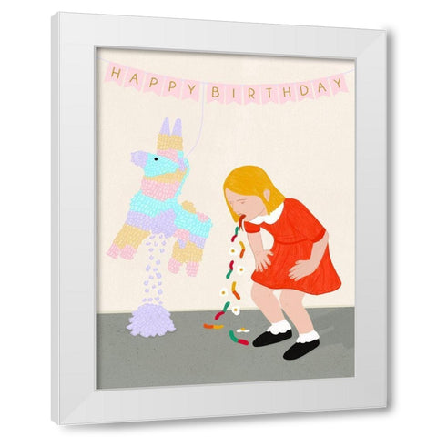 Excitement White Modern Wood Framed Art Print by Jotadejai