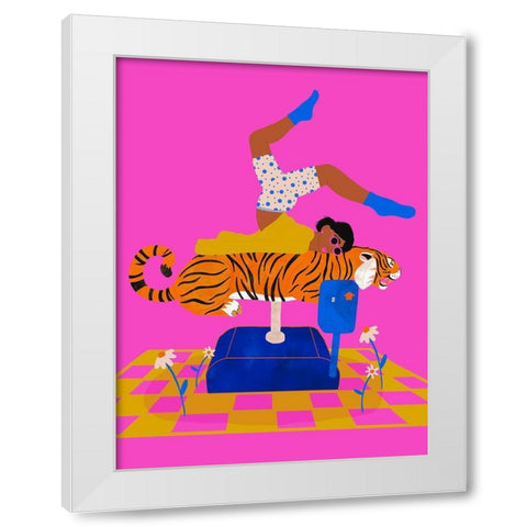 Put a tiger in your heart White Modern Wood Framed Art Print by Jotadejai