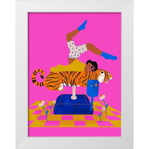 Put a tiger in your heart White Modern Wood Framed Art Print by Jotadejai