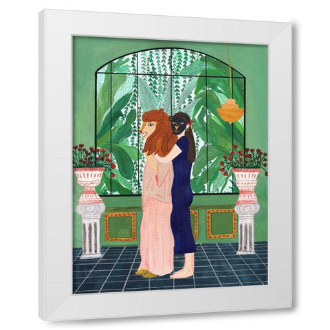 Lion Mom White Modern Wood Framed Art Print by Jotadejai