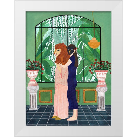 Lion Mom White Modern Wood Framed Art Print by Jotadejai