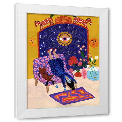 Day off from office White Modern Wood Framed Art Print by Jotadejai