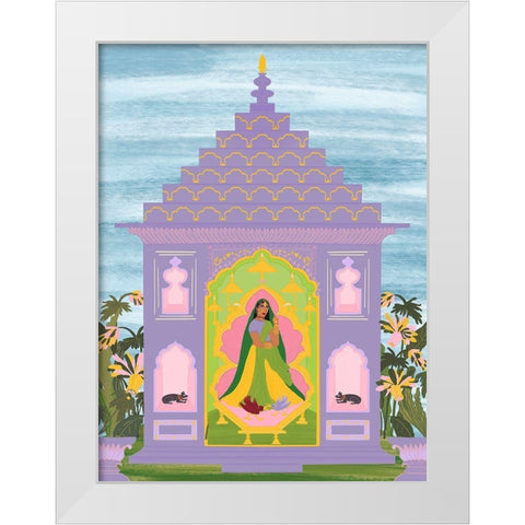 Indian Garden White Modern Wood Framed Art Print by Jotadejai