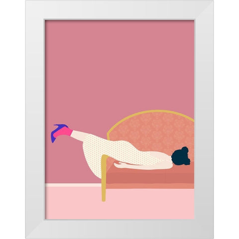 Maddies Mood White Modern Wood Framed Art Print by Jotadejai