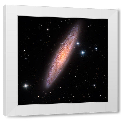 Sculptor Galaxy White Modern Wood Framed Art Print by Chander, Vikas