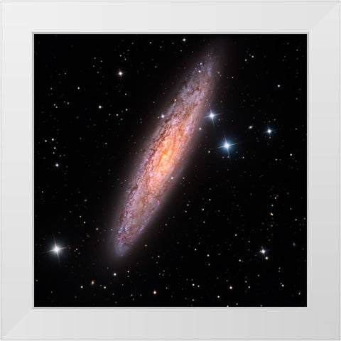Sculptor Galaxy White Modern Wood Framed Art Print by Chander, Vikas
