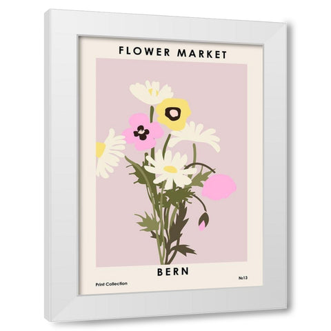Flower Market Bern White Modern Wood Framed Art Print by NKTN