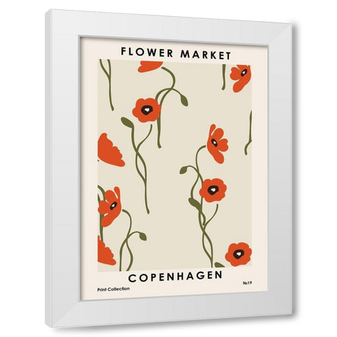 Flower Market Copenhagen White Modern Wood Framed Art Print by NKTN