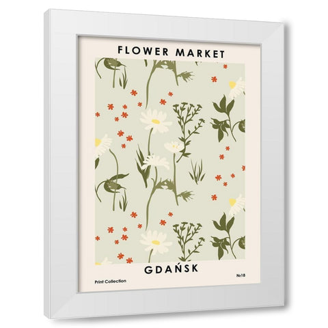 Flower Market GdaA?sk White Modern Wood Framed Art Print by NKTN