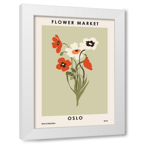Flower Market Oslo White Modern Wood Framed Art Print by NKTN