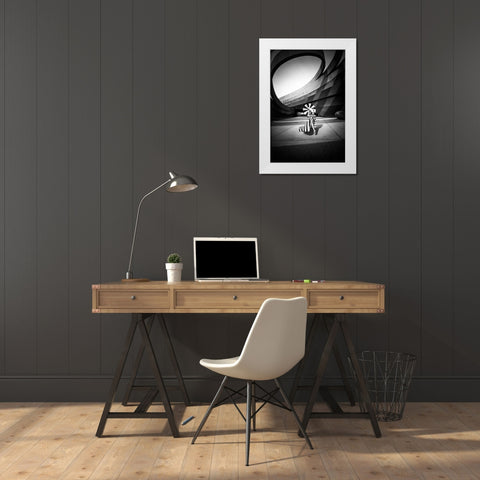 With the wind White Modern Wood Framed Art Print by Abu, Dekel