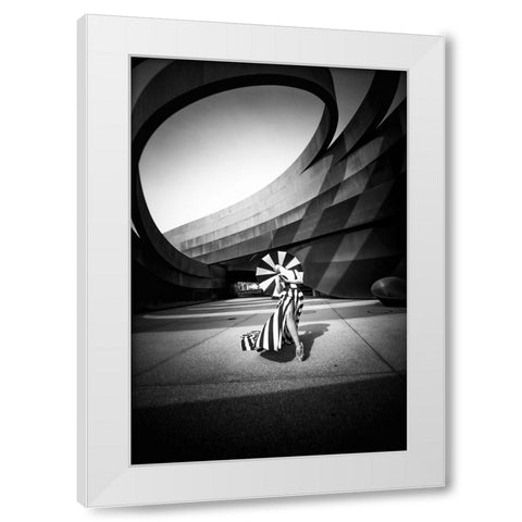 With the wind White Modern Wood Framed Art Print by Abu, Dekel