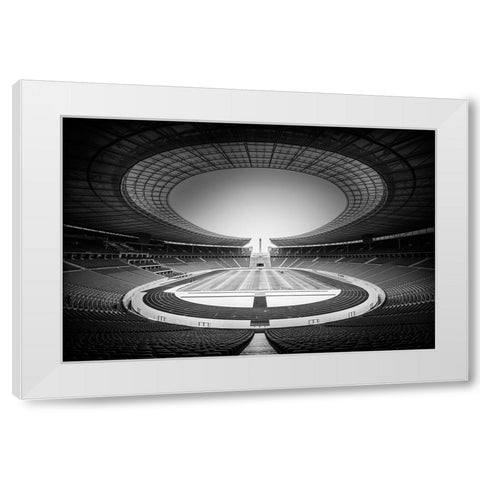 Olympiastadion White Modern Wood Framed Art Print by De Groen, Maurits