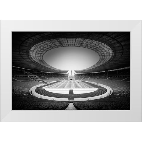 Olympiastadion White Modern Wood Framed Art Print by De Groen, Maurits