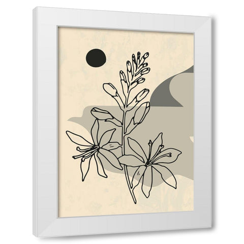 Abstract Flower 1 White Modern Wood Framed Art Print by NKTN