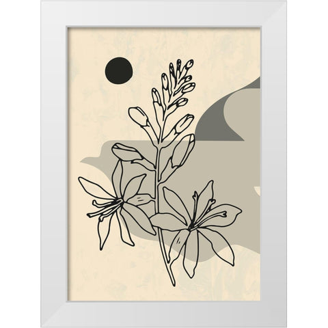 Abstract Flower 1 White Modern Wood Framed Art Print by NKTN