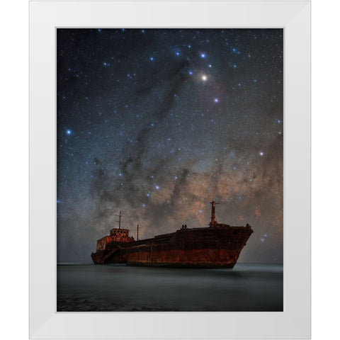 Aparajith White Modern Wood Framed Art Print by Chander, Vikas