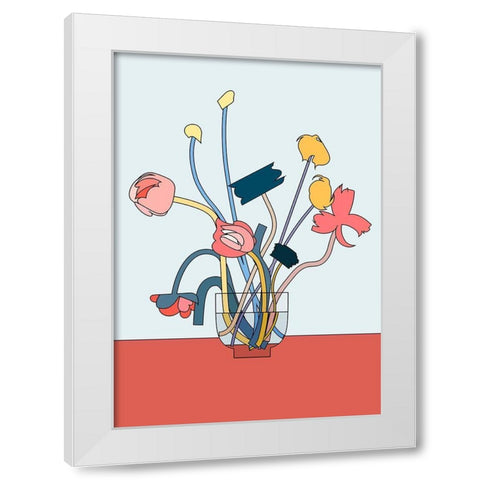 Flowers in a glass vase White Modern Wood Framed Art Print by NKTN