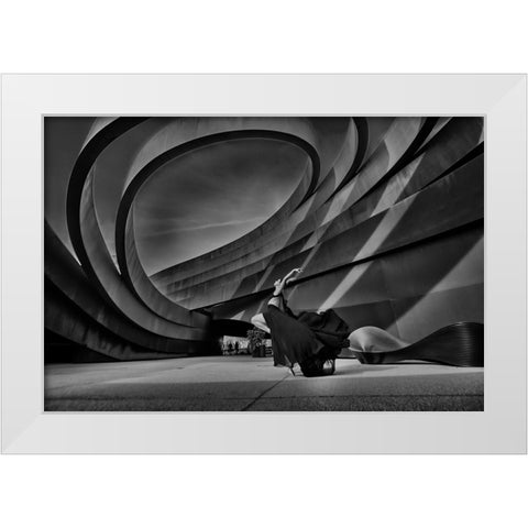 Dance In Circles White Modern Wood Framed Art Print by Abu, Dekel