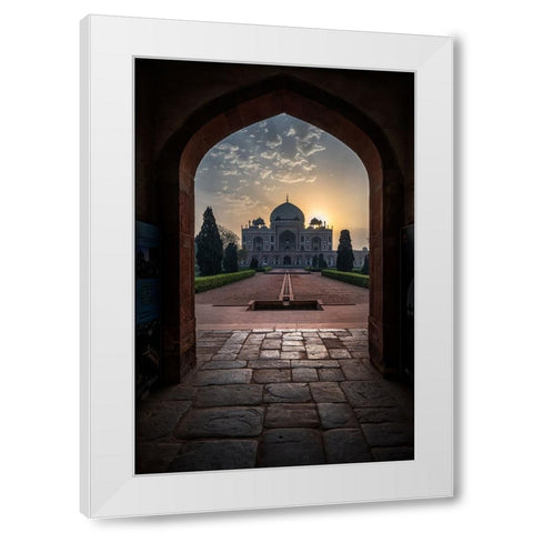 Humayun Tomb - Glowing Frame ! White Modern Wood Framed Art Print by Palaniraman, Ramamurthi
