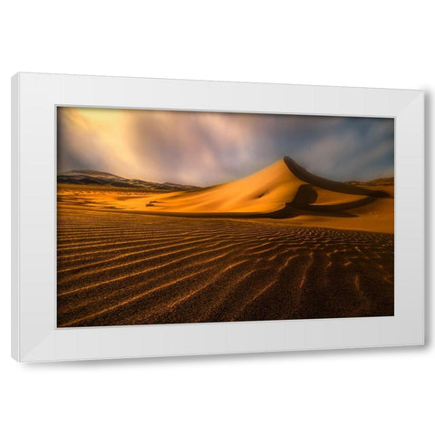 The Golden Sandune White Modern Wood Framed Art Print by Yang, Jianping