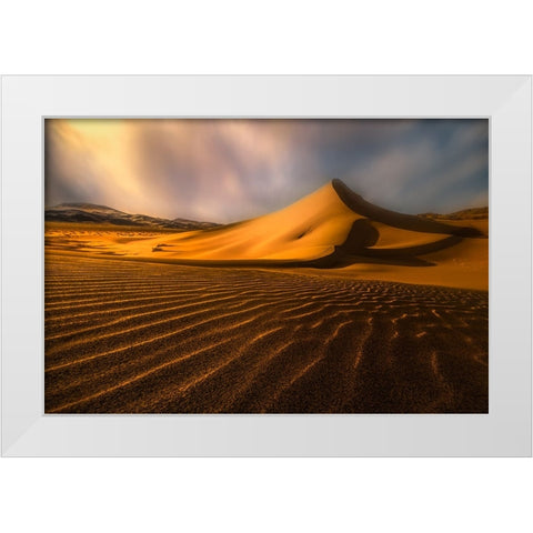 The Golden Sandune White Modern Wood Framed Art Print by Yang, Jianping