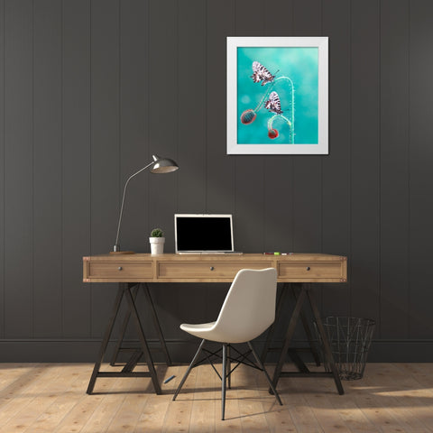 Friends White Modern Wood Framed Art Print by ozturk, Mustafa