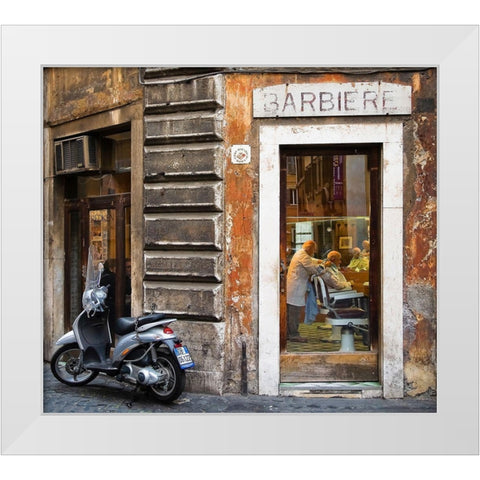 Barbiere White Modern Wood Framed Art Print by Nielsen, Stefan