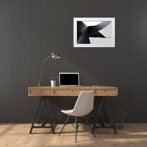Diverging lines White Modern Wood Framed Art Print by Azevedo, Olavo