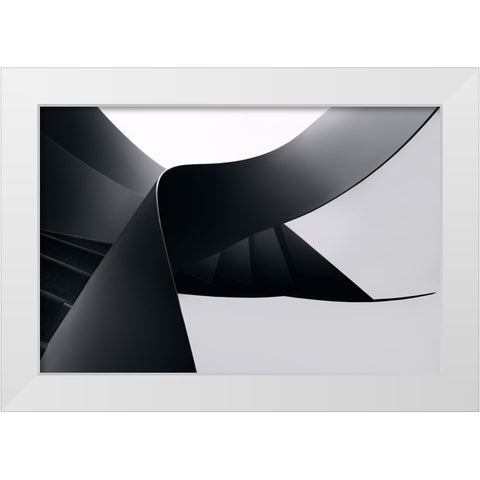 Diverging lines White Modern Wood Framed Art Print by Azevedo, Olavo