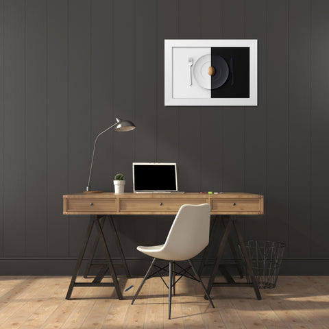 EGG White Modern Wood Framed Art Print by Zhang, Yujie